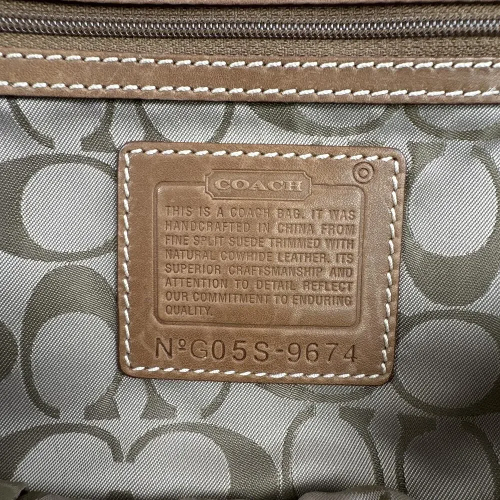 Coach Soho Suede Satchel Bag Womens Medium Beige Leather Top Handle 9674